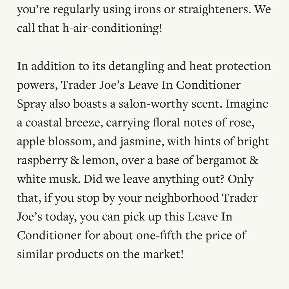 Trader Joe's Leave-In Hair Conditioner 👩🏼 NEW Full Size - Picture 3 of 3